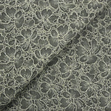 Dentelle cordon fleurs fond kaki