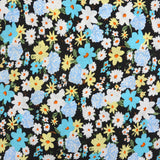 Viscose imprimée Lina bleu fond noir