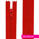 Cierre de nylon no separable de 10 a 60 cm de rojo