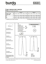 Patrón N ° 6689 Burda: pantalones