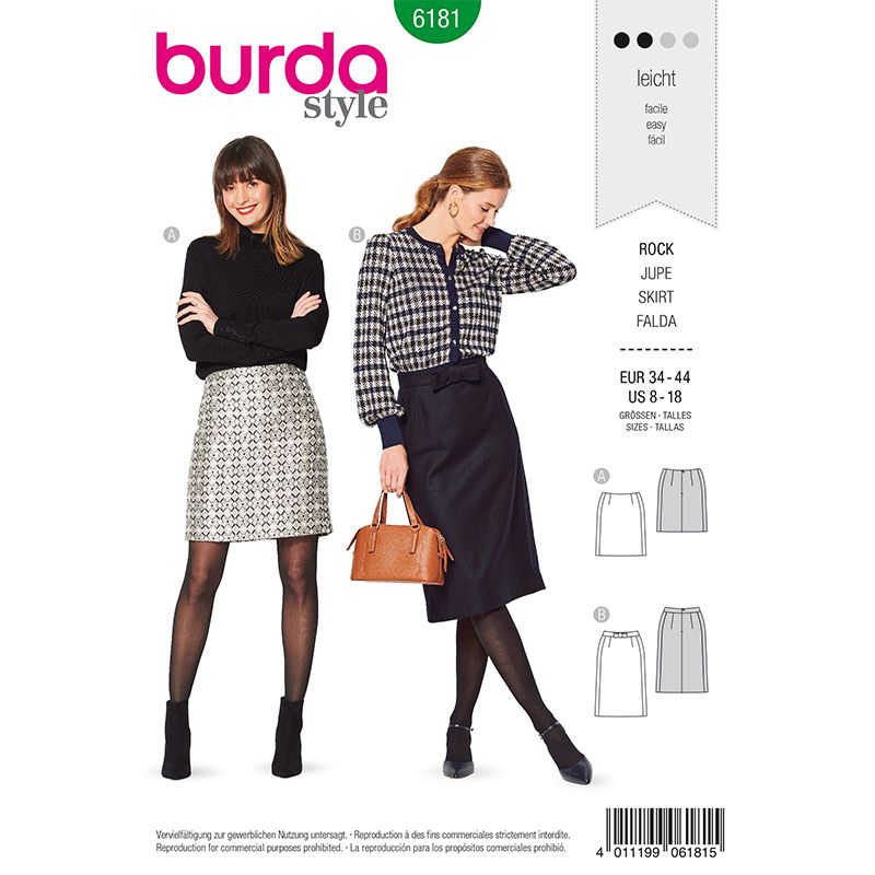 Patron Burda 6200 Jupe Portefeuille Arrondie Volantée Avec Ceinture Nœud - Tailles 36 à 46 FR