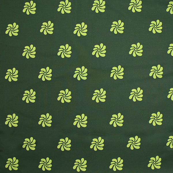 Popeline de coton imprimée fleurs basque fond vert foncé