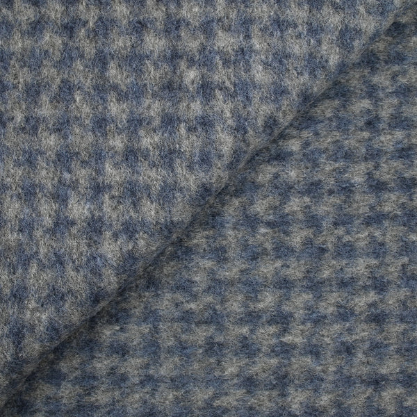 100% Laine bouillie mini carreaux bleus sur fond gris