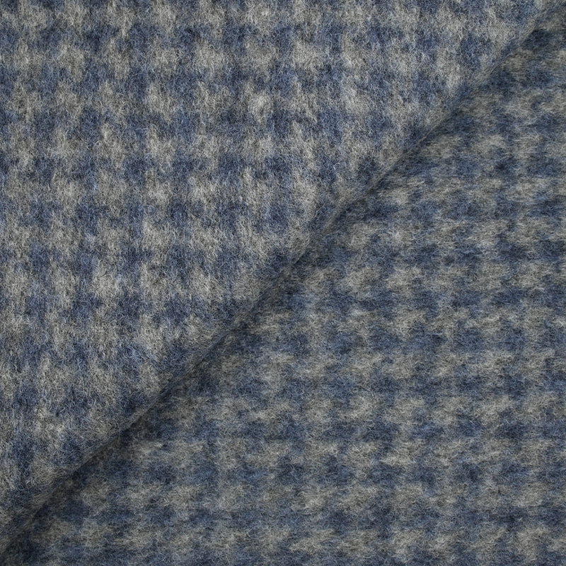 100% Laine bouillie mini carreaux bleus sur fond gris