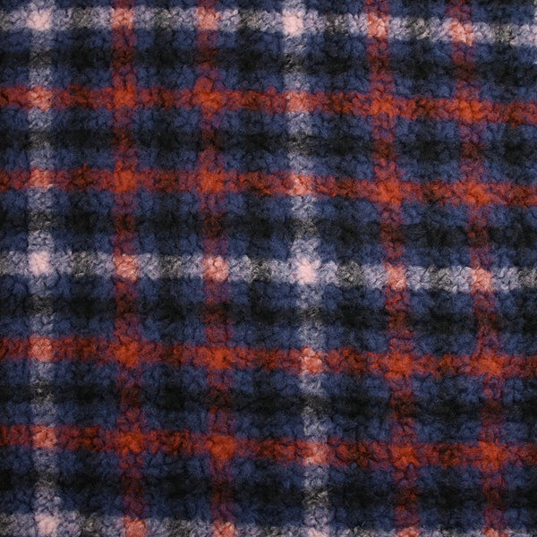 100% Laine sherpa à carreaux Anouk fond marine