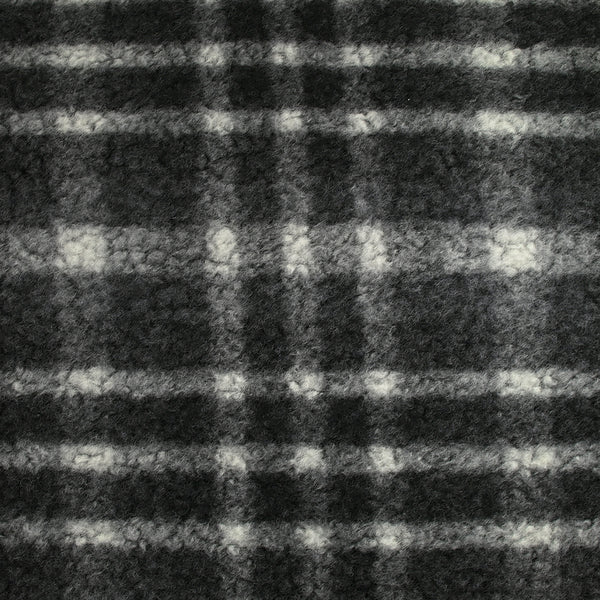 100% Laine sherpa à carreaux Jeanne fond anthracite