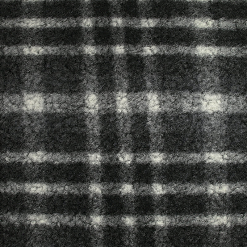 100% Laine sherpa à carreaux Jeanne fond anthracite