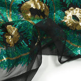 Tulle Sequin Royal Feathers oro y esmeralda