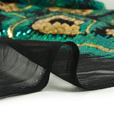 Tulle Sequin Royal feathers gold and emerald