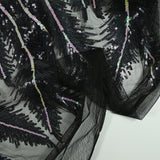 Tulle Sequin Royal White Holographic and Black feathers