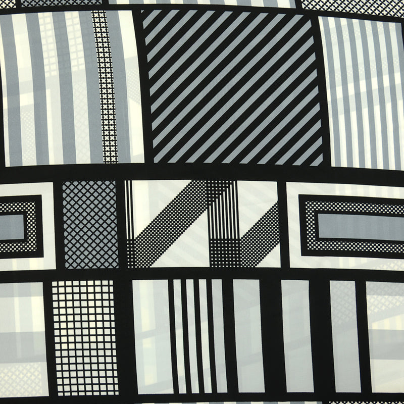 Crêpe georgette polyester imprimé géométrie gris
