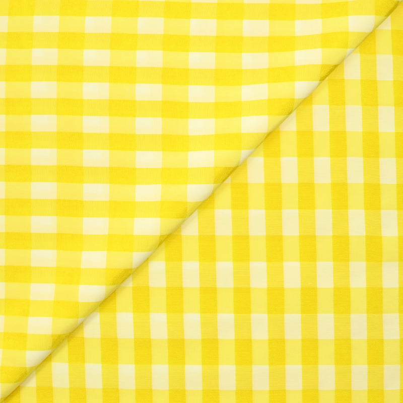 Polyviscose à carreaux Estelle fond jaune