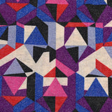 Maille polyester imprimée lurex géométrie bleu