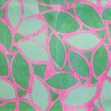 Crêpe satin lourd polyester imprimé laurier vert et rose