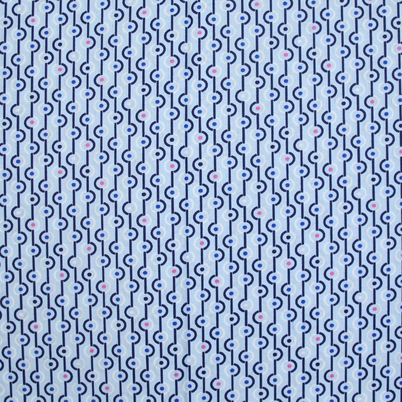 Cotton Popeline Printed Circles and Blue Found