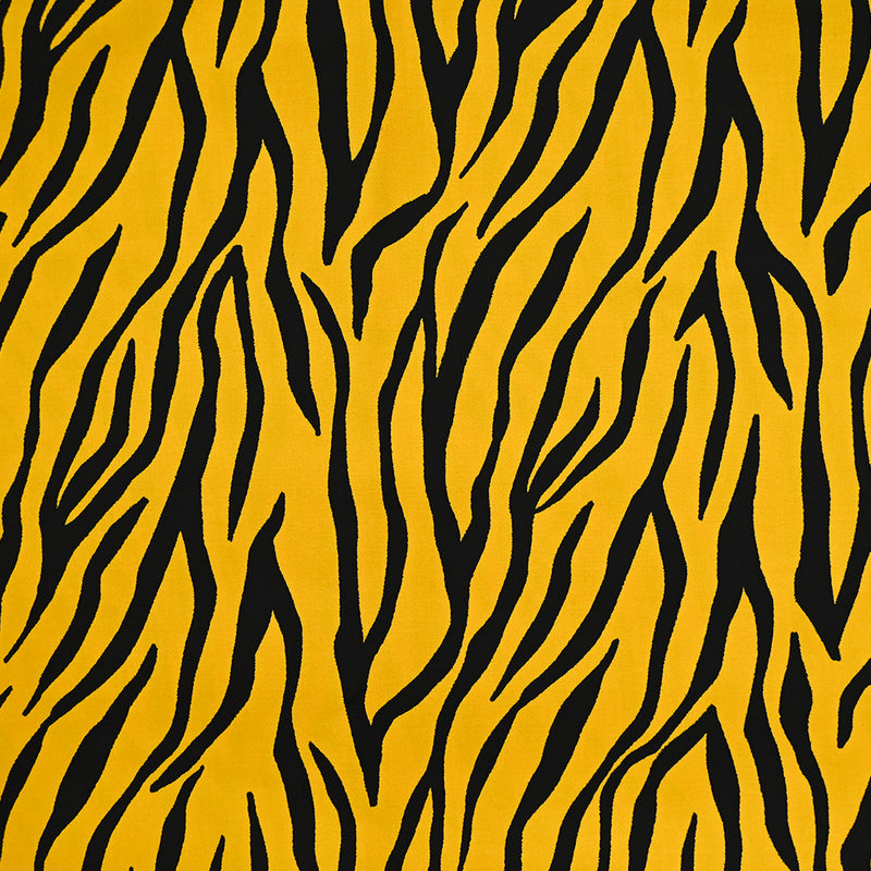 Cotton satin Elastane printed tigers mustard background