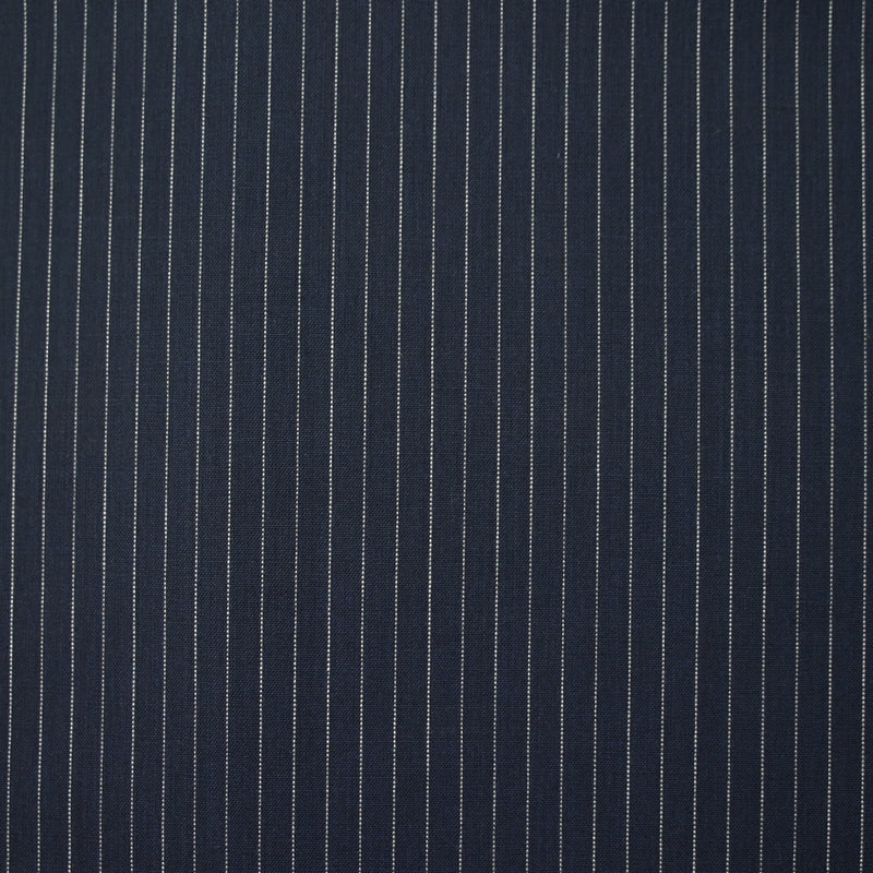 Tissu tailleur 100% laine rayé blanc fond marine