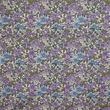 Popeline de coton imprimée printemps des fleurs violet et bleu