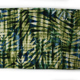 Polyester imprimé fougères fond vert et bleu