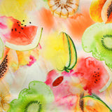 Satin imprimé avec rayures satin polyester fruits multicolore