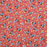 Viscose imprimée Emma fleurs bleu fond rose corail