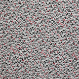 Crêpe de polyester imprimé mini fleurs noir et rouge fond blanc