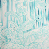 Polyester imprimé dessin bleu sur fond blanc