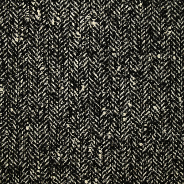 Laine mélangée chevrons noir et écru effet tweed
