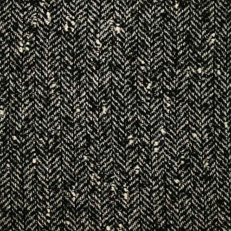 Laine mélangée chevrons noir et écru effet tweed