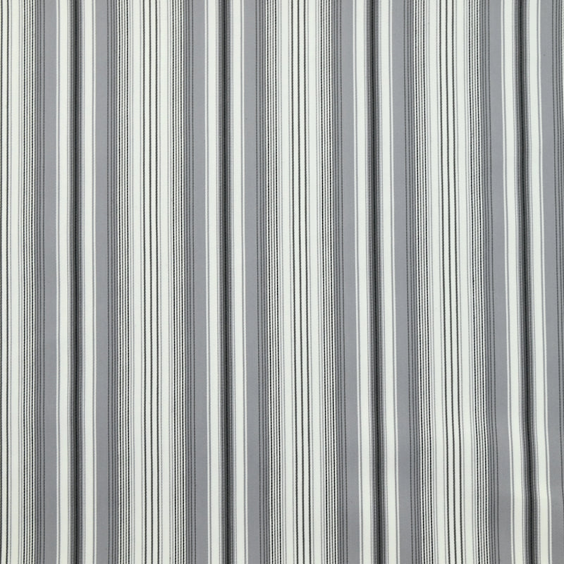 Satin de coton élasthanne imprimé rayé gris fond blanc