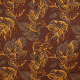 Popeline de coton imprimée feuilles d'automne fond marron