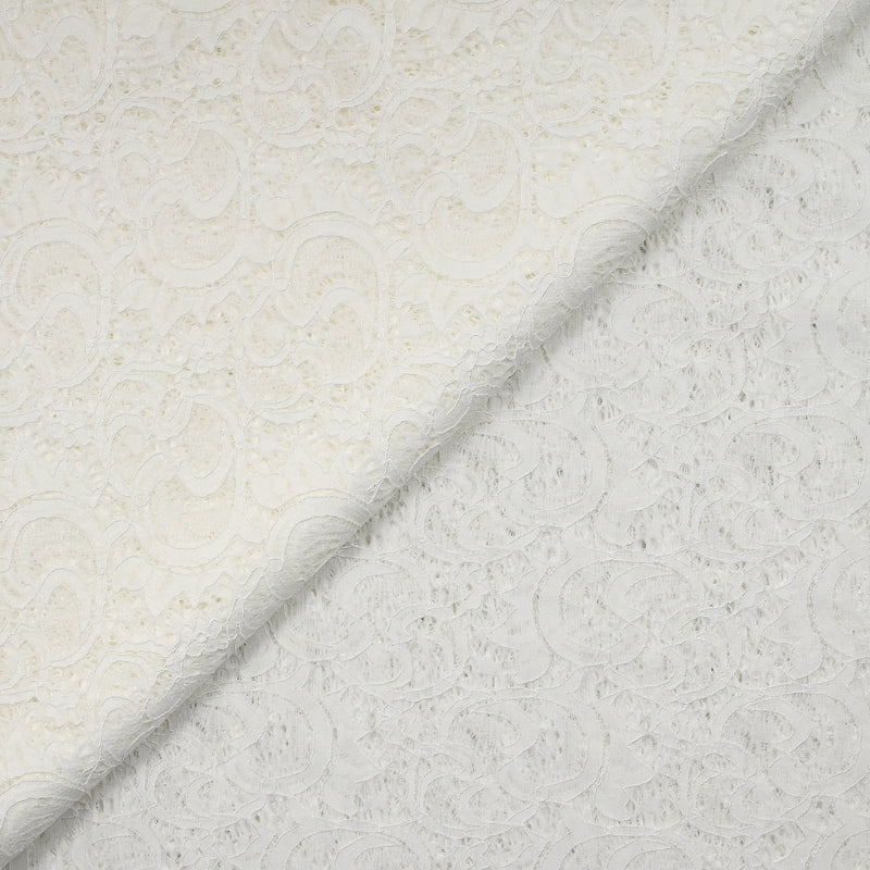 Broken white flora polyester lace