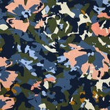 Viscose imprimée camouflage vert, rose et bleu