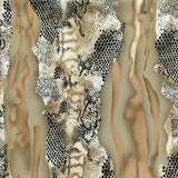 Microfibre imprimée polyester peau de serpent beige