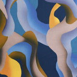 Maille polyester imprimée Saturne bleu