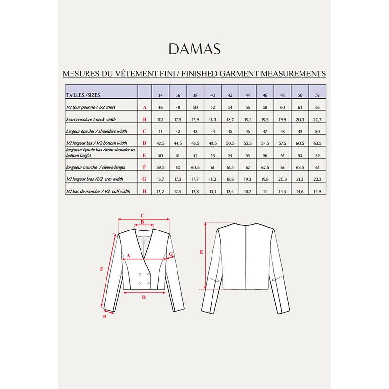 Patron de couture spencer DAMAS