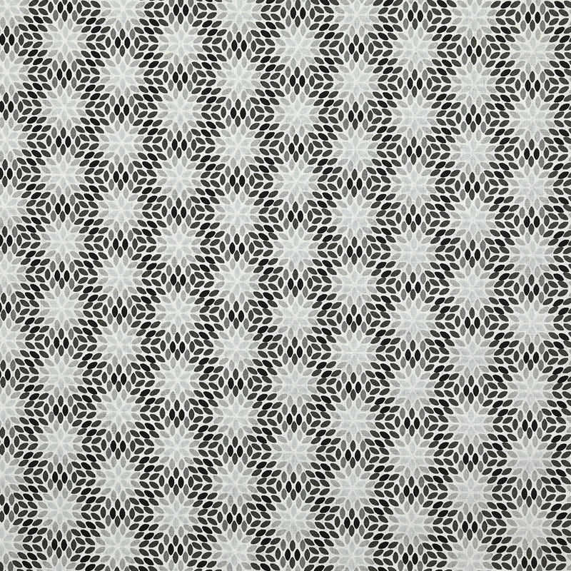 Popeline de coton étoiles en pétales tons gris