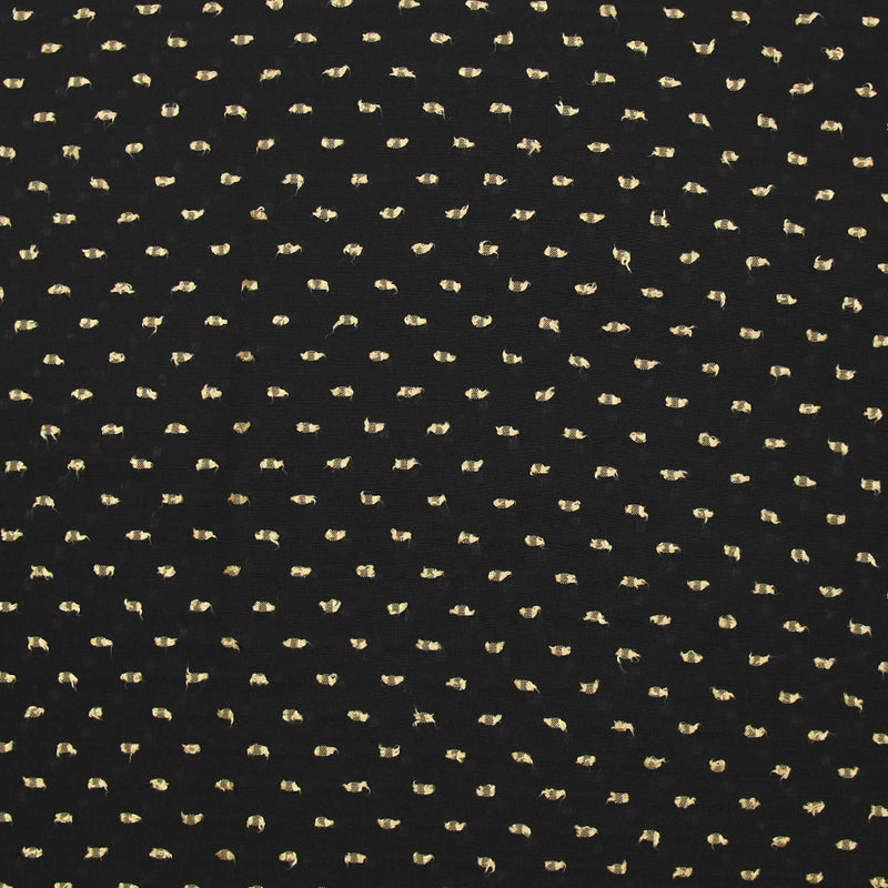 Voile de polyester plumetis beige fond noir