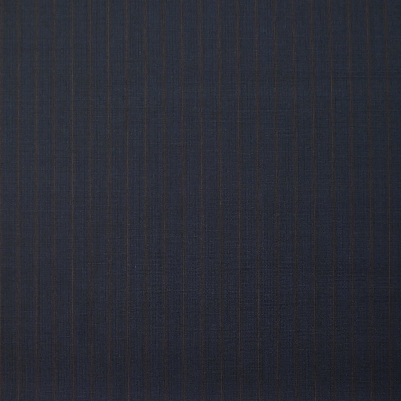 Tissu tailleur 100 % laine bleu marine à fines rayures rouges