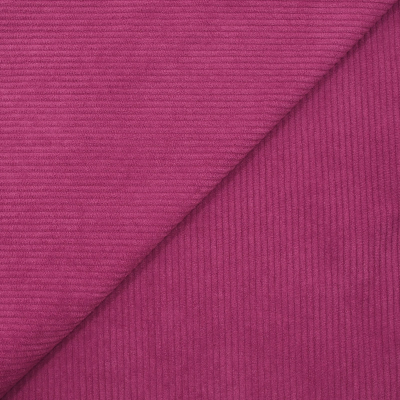 Velours polyester côtelé magenta