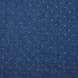 Chambray de coton orné de strass fond bleu moyen