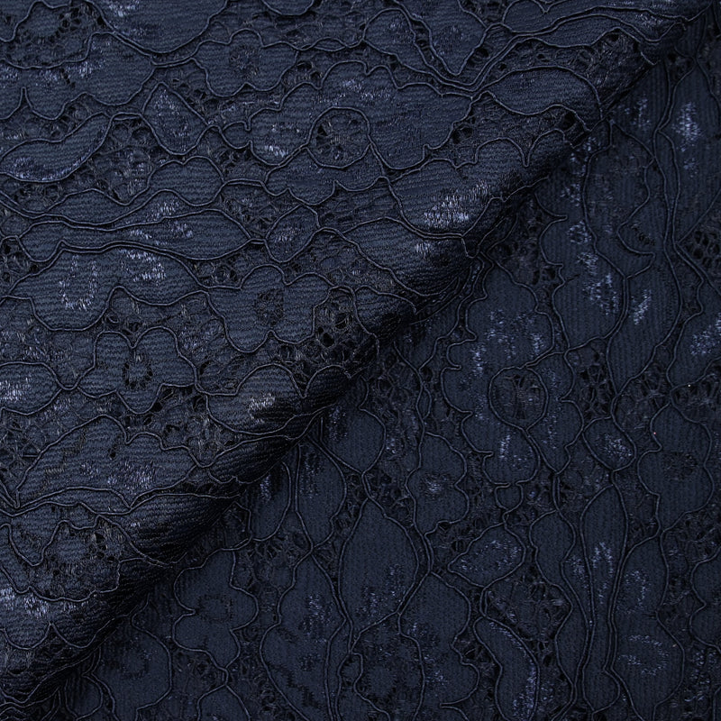 Dentelle florale bleu marine festonnée