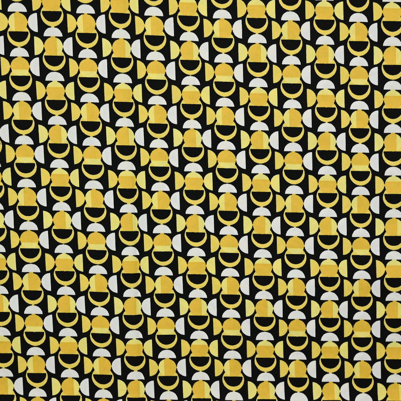Satin polycoton élasthanne imprimé capsule jaune fond noir