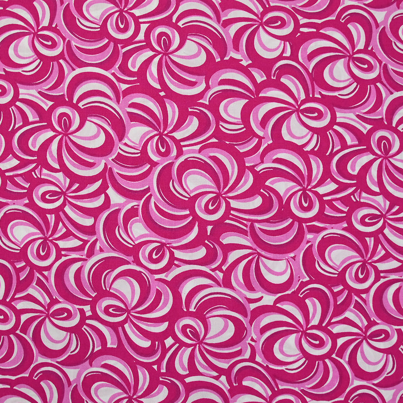 Viscose imprimée abstrait fuchsia et blanc