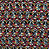 Prisms printed viscose in blue and red patchwork