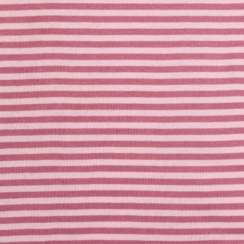 Jersey de coton rayé 6mm rose clair et foncé