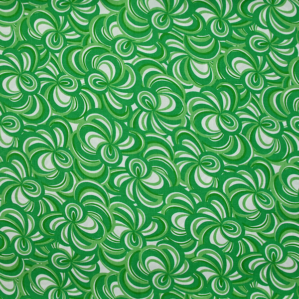 Viscose imprimée abstrait vert et blanc