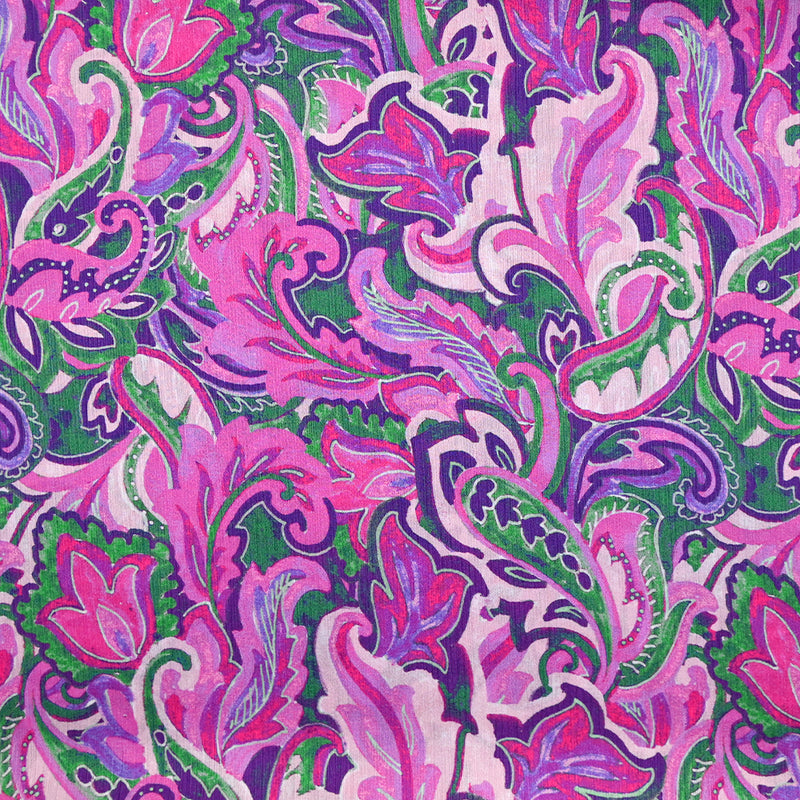 Crépon polyester satiné imprimé fleur feuillage violet et vert – Les  Coupons de Saint-Pierre