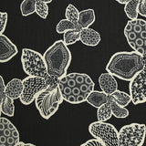 Maille côtelée imprimée tortue florale fond noir