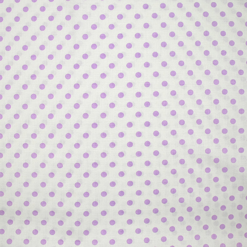 Popeline de coton à pois M parme fond blanc
